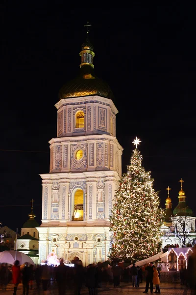 Vacanze invernali in piazza Sophia a Kiev — Foto Stock