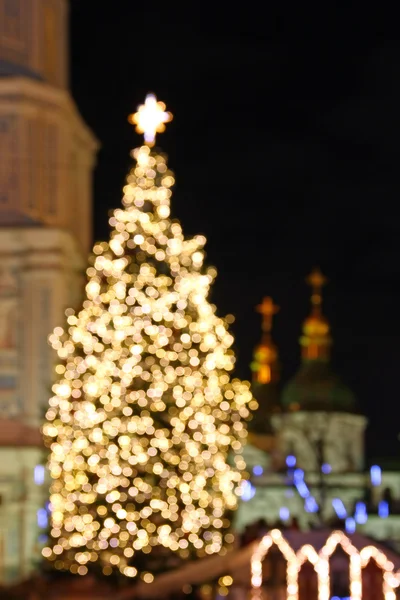 Софійський собор і новорічна ялинка у Києві — стокове фото