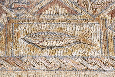 Ancient mosaic in Kourion, Cyprus clipart