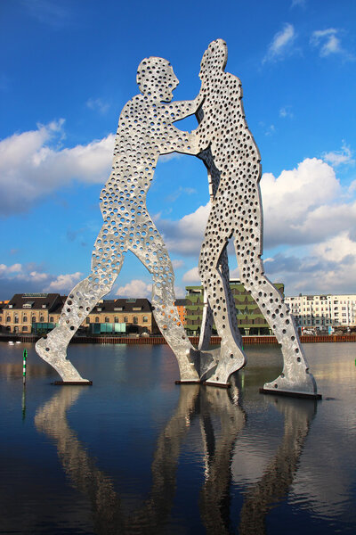 Molecule Man sculpture on the Spree river in Berlin