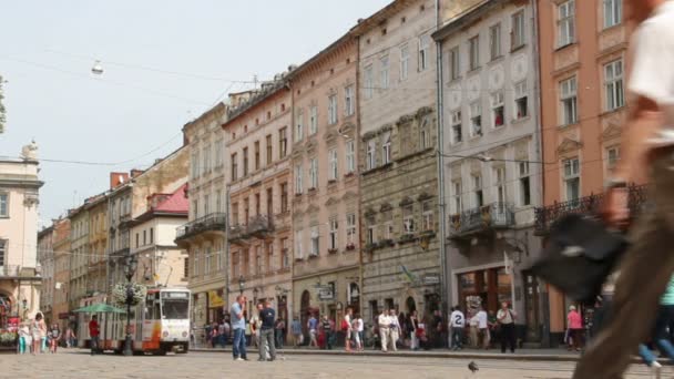 Torget, Lviv, Ukraina — Stockvideo