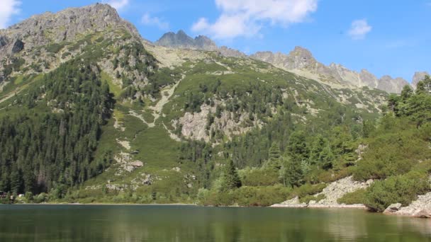 Poprad Gölü yüksek Tatras dağlarda — Stok video