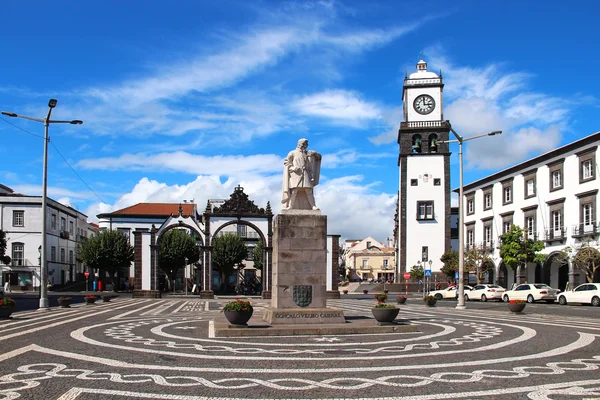 Główny plac w Ponta Delgada, Wyspa Sao Miguel, Azorów, Portugalia — Zdjęcie stockowe