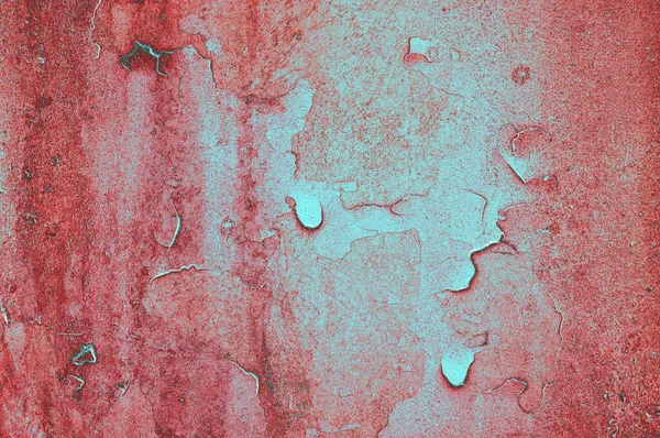 Obsolete Weathered Textured Cracked Painted Green Red Background — Stock Photo, Image