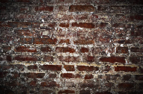 Старый Красный Кирпич Выветрил Поврежденный Фон Стены — стоковое фото