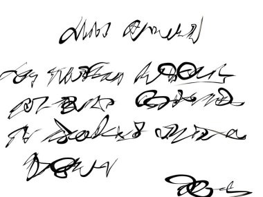 Beyaz arkaplan üzerinde soyut oluşturulmuş grafik harfler