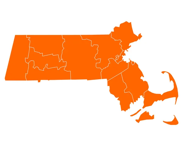 マサチューセッツ州の正確なマップ — ストックベクタ