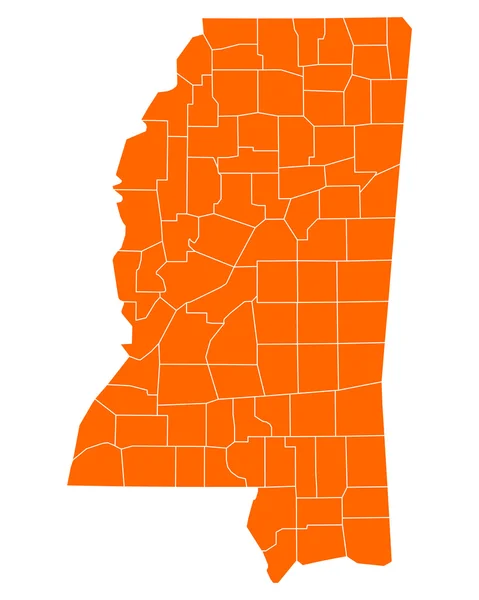 Mississippi doğru harita — Stok Vektör