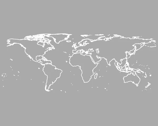 Kaart van de wereld op grijs — Stockvector