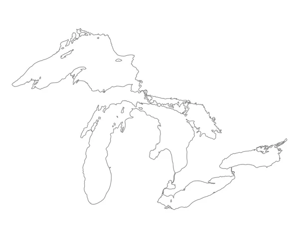 La mappa dei Grandi Laghi — Vettoriale Stock