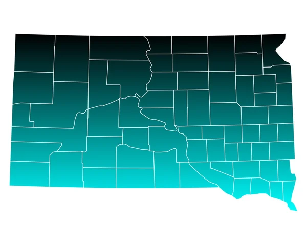 El mapa de Dakota del Sur — Vector de stock