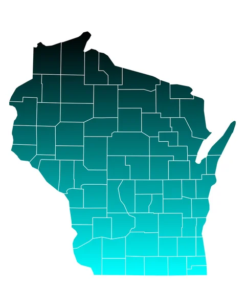 Mapa exato de Wisconsin — Vetor de Stock