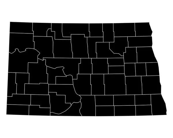 Mappa del Dakota del Nord — Vettoriale Stock
