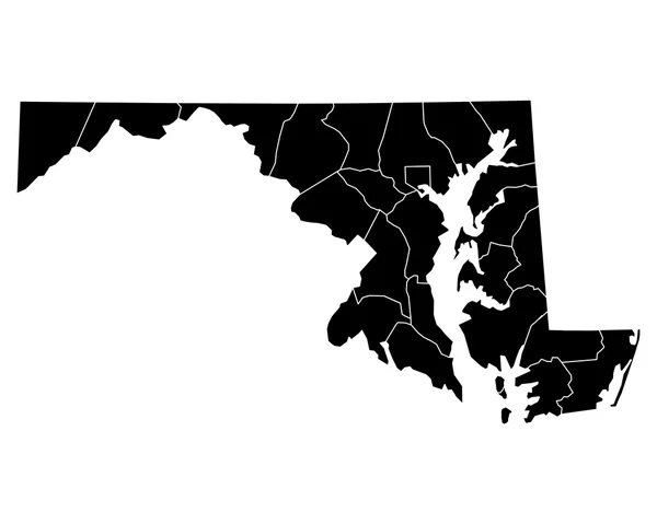 Maryland doğru harita — Stok Vektör