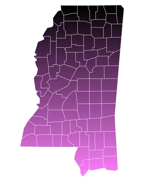 Peta Mississippi yang akurat - Stok Vektor