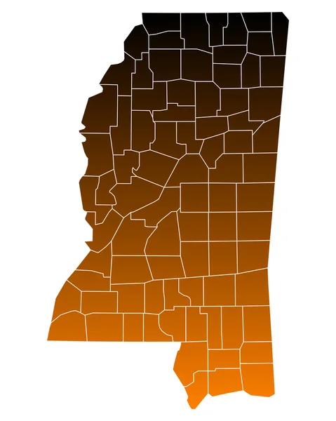 Nauwkeurige kaart van Mississippi — Stockvector
