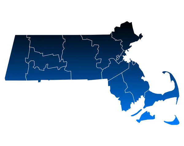 Genaue Karte der Massachusetts — Stockvektor