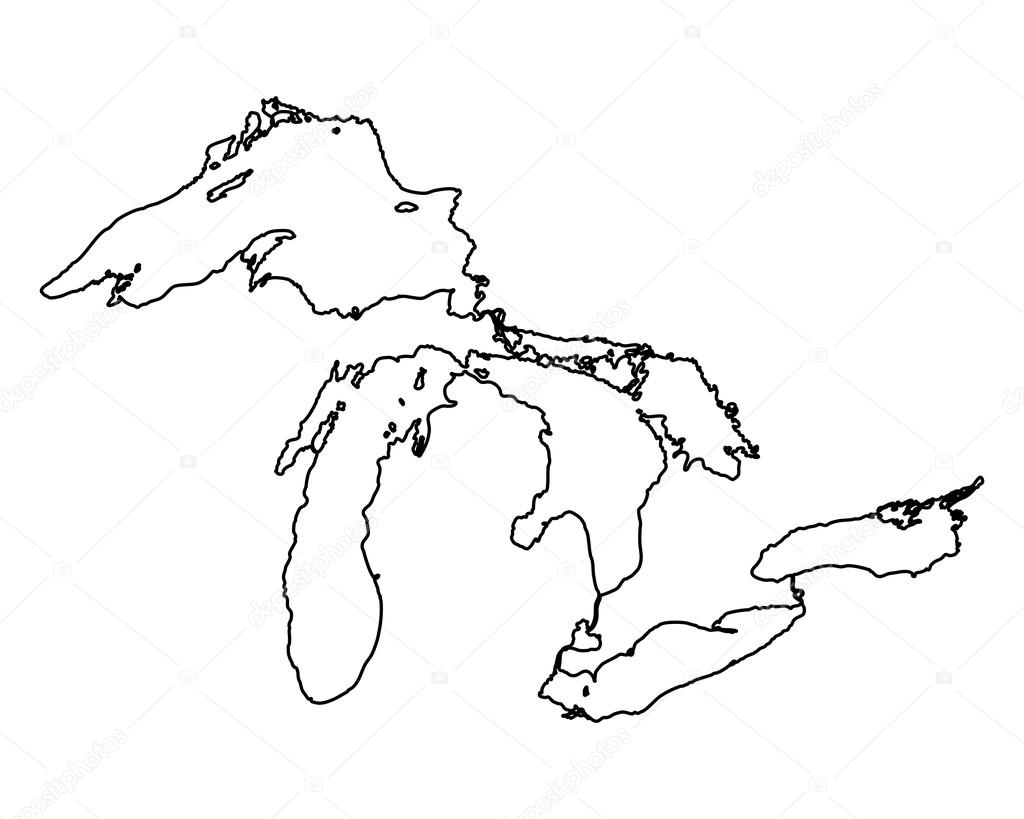 Map of Great Lakes Stock Vector Image by ©rbiedermann #113379772
