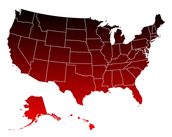 Přesná mapa Usa — Stockový vektor