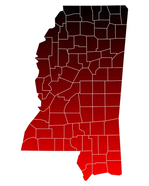 Mapa exato de Mississippi —  Vetores de Stock