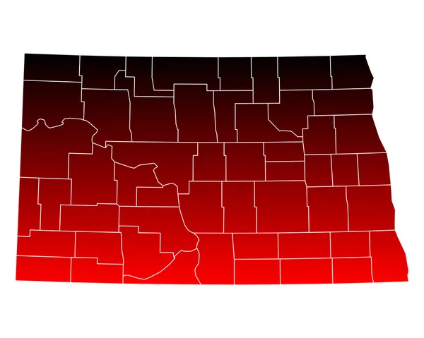 O mapa de Dakota do Norte — Vetor de Stock