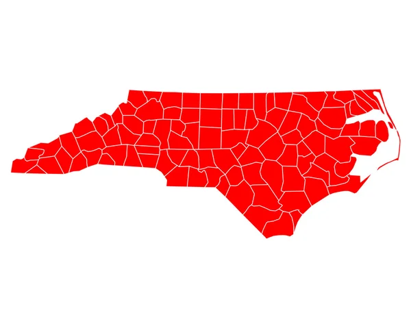 O mapa de Carolina do Norte —  Vetores de Stock