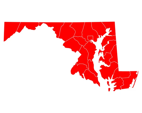 Mapa exato de Maryland —  Vetores de Stock