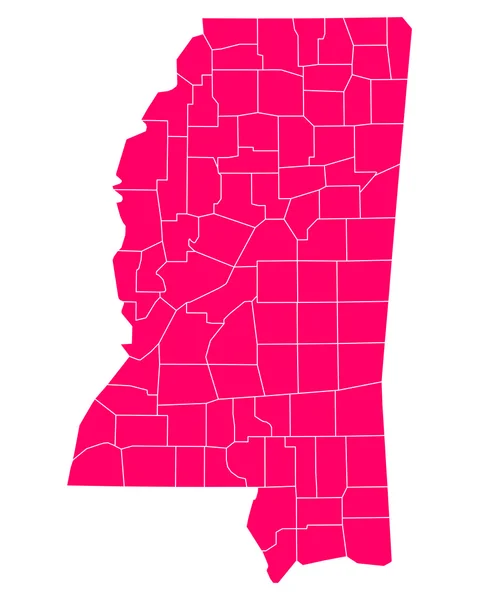 Mapa exato de Mississippi —  Vetores de Stock