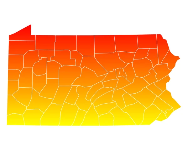 Präzise Karte von Pennsylvania — Stockvektor