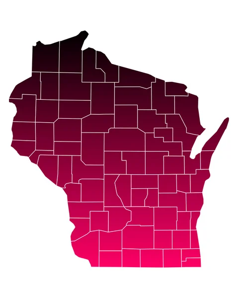 Mapa exato de Wisconsin —  Vetores de Stock