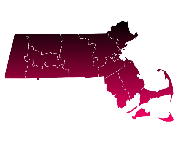 Carte précise de Massachusetts — Image vectorielle