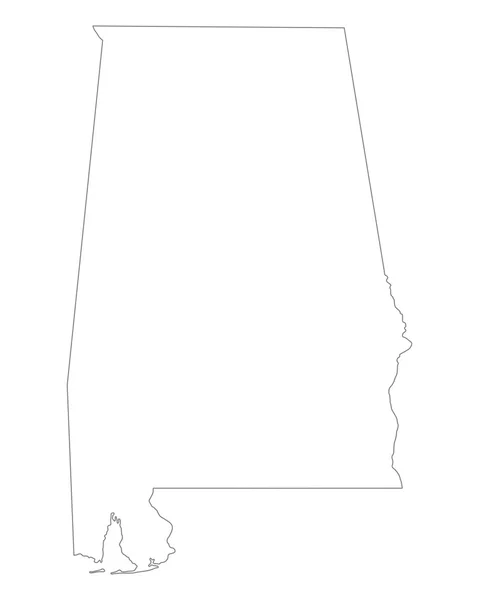 Mappa dettagliata di Alabama — Vettoriale Stock