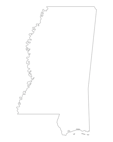 Mapa preciso de Misisipi — Vector de stock