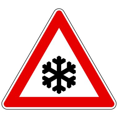 Vektör illüstrasyon olarak kar tanesi ve dikkat işareti