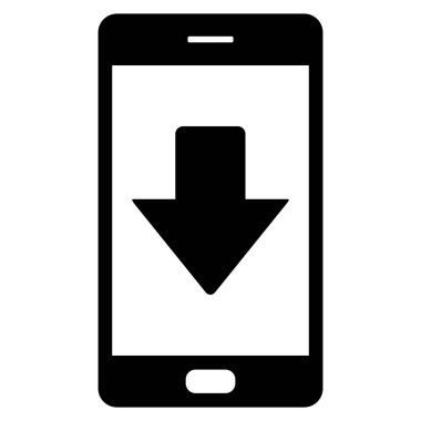 Vektör illüstrasyonu olarak aşağı ok ve akıllı telefon