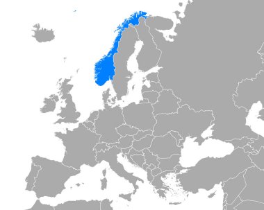 Avrupa 'daki Norveç Haritası