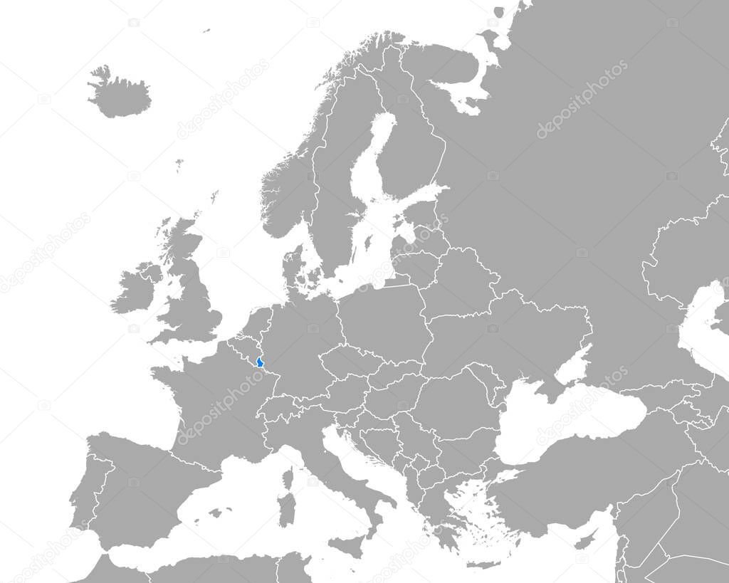 Map of Luxembourg in Europe