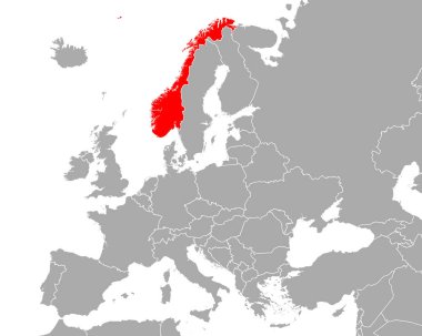 Avrupa 'daki Norveç Haritası