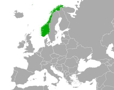 Avrupa 'daki Norveç Haritası