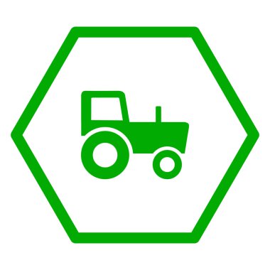 Vektör illüstrasyonu olarak traktör ve altıgen