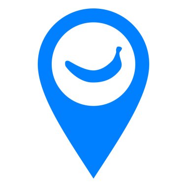 Muz ve konum rozeti vektör illüstrasyonu olarak