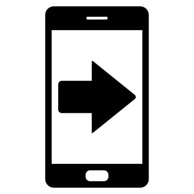 Vektör illüstrasyonu olarak sağ ok ve akıllı telefon