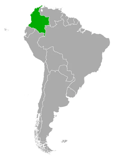 Mappa Della Colombia Sud America — Vettoriale Stock