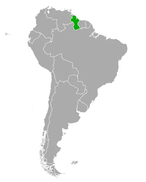 Karta Över Guyana Sydamerika — Stock vektor