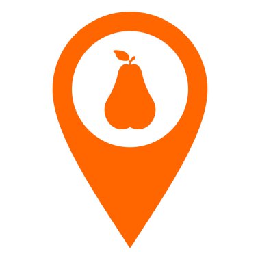 Vektör illüstrasyonu olarak armut ve konum iğnesi