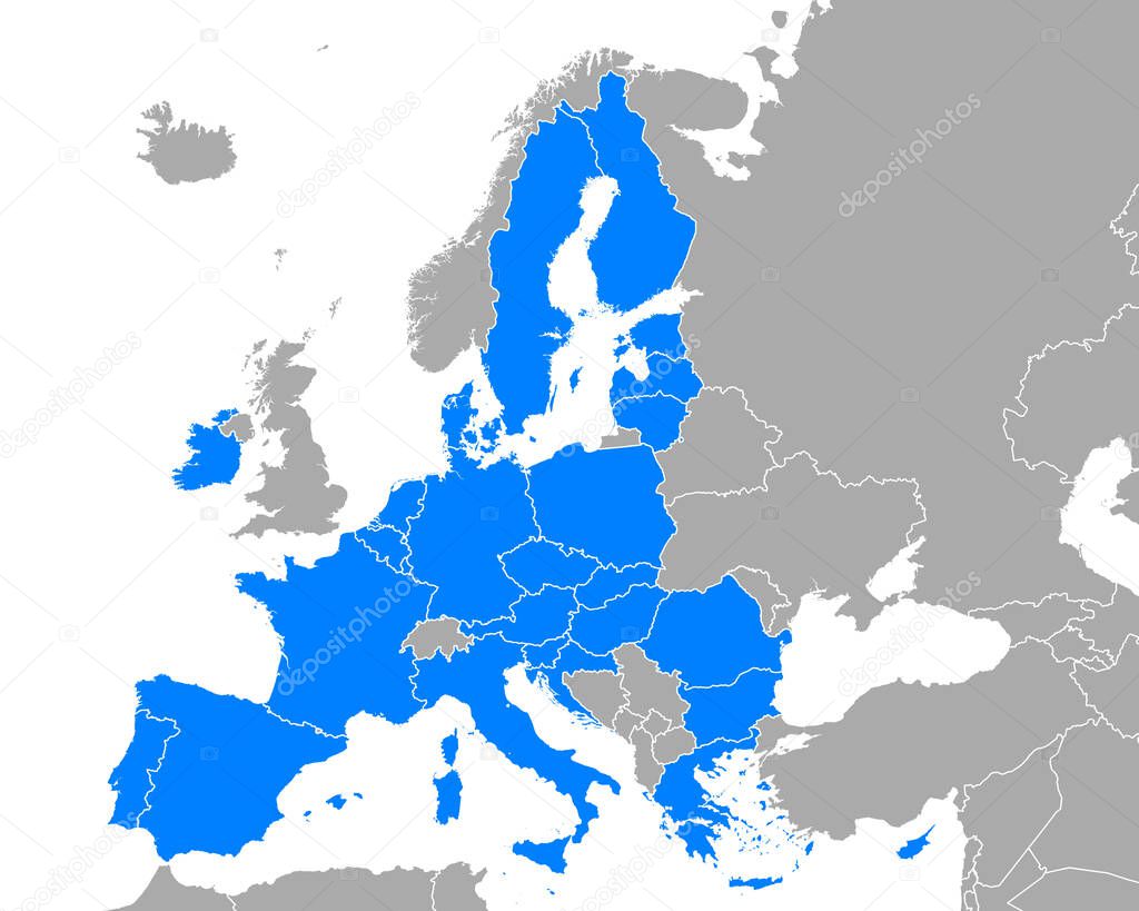 Map of the European Union in Europe