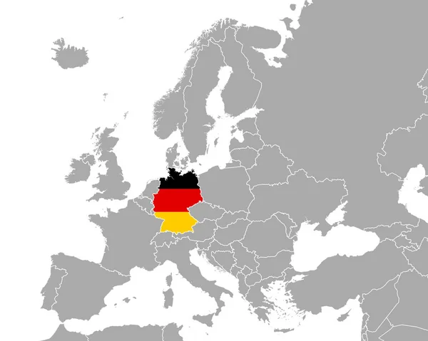 Χάρτης Και Σημαία Της Γερμανίας Στην Ευρώπη — Διανυσματικό Αρχείο