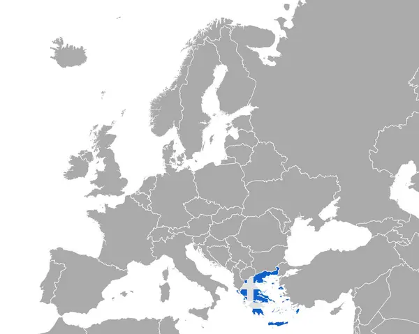 ヨーロッパにおけるギリシャの地図と旗 — ストックベクタ