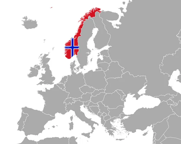 Karte Und Flagge Norwegens Europa — Stockvektor