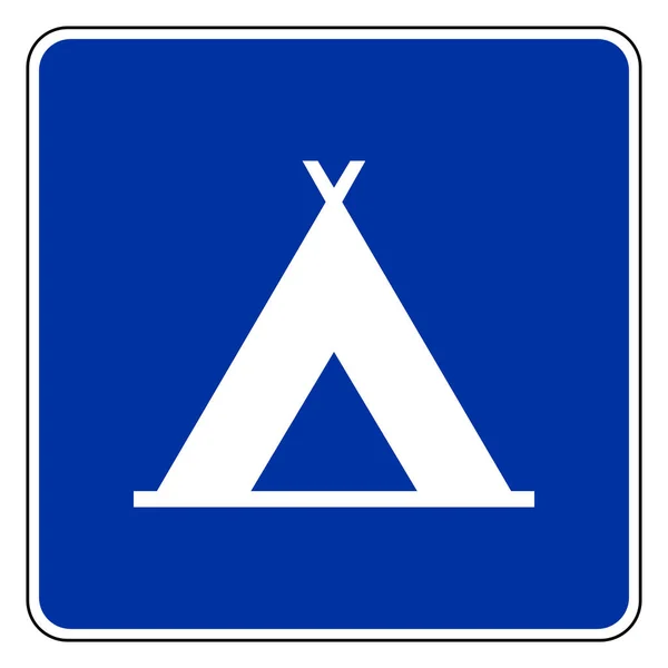 Zelt Und Verkehrszeichen Als Vektor Illustration — Stockvektor